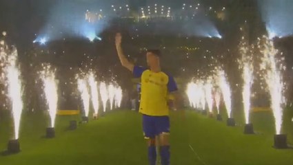 Moment Cristiano Ronaldo is unveiled as new Al Nassr player in front of thousands of fans
