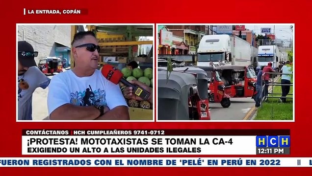 ¡Nuevamente! Mototaxistas de Copán se toman la CA-4 en protesta contra las unidades ilegales
