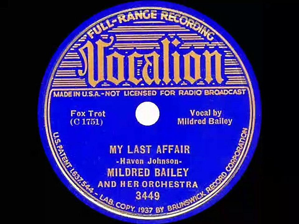 1937 Mildred Bailey Her Orchestra My Last Affair