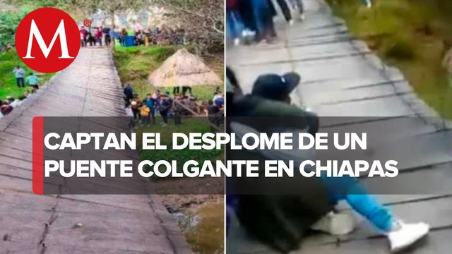 Caen turistas de puente colgante en San Cristóbal de las Casas, Chiapas