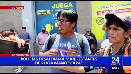 Manifestante agrede a reportera de Panamericana durante desalojo en plaza Manco Cápac