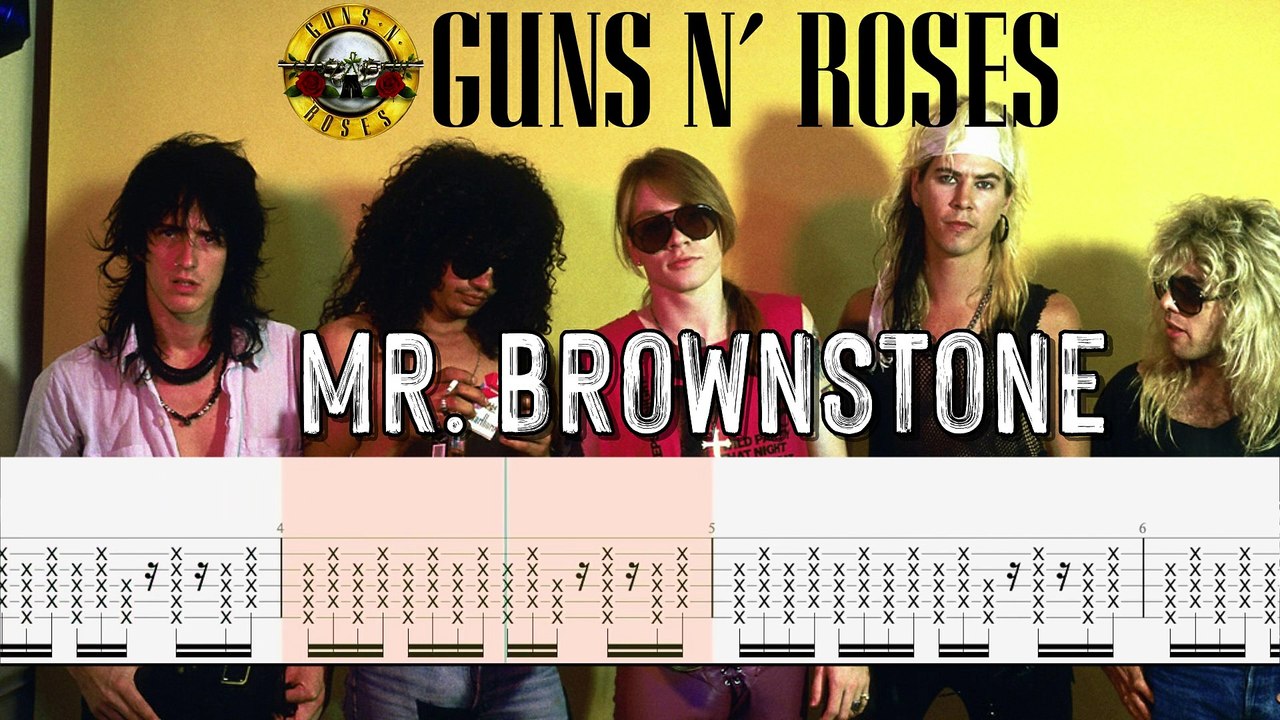 GUNS N' ROSES - MR. BROWNSTONE Guitar Tab | Guitar Cover | Karaoke |  Tutorial Guitar | Lesson | Instrumental | No Vocal - video Dailymotion
