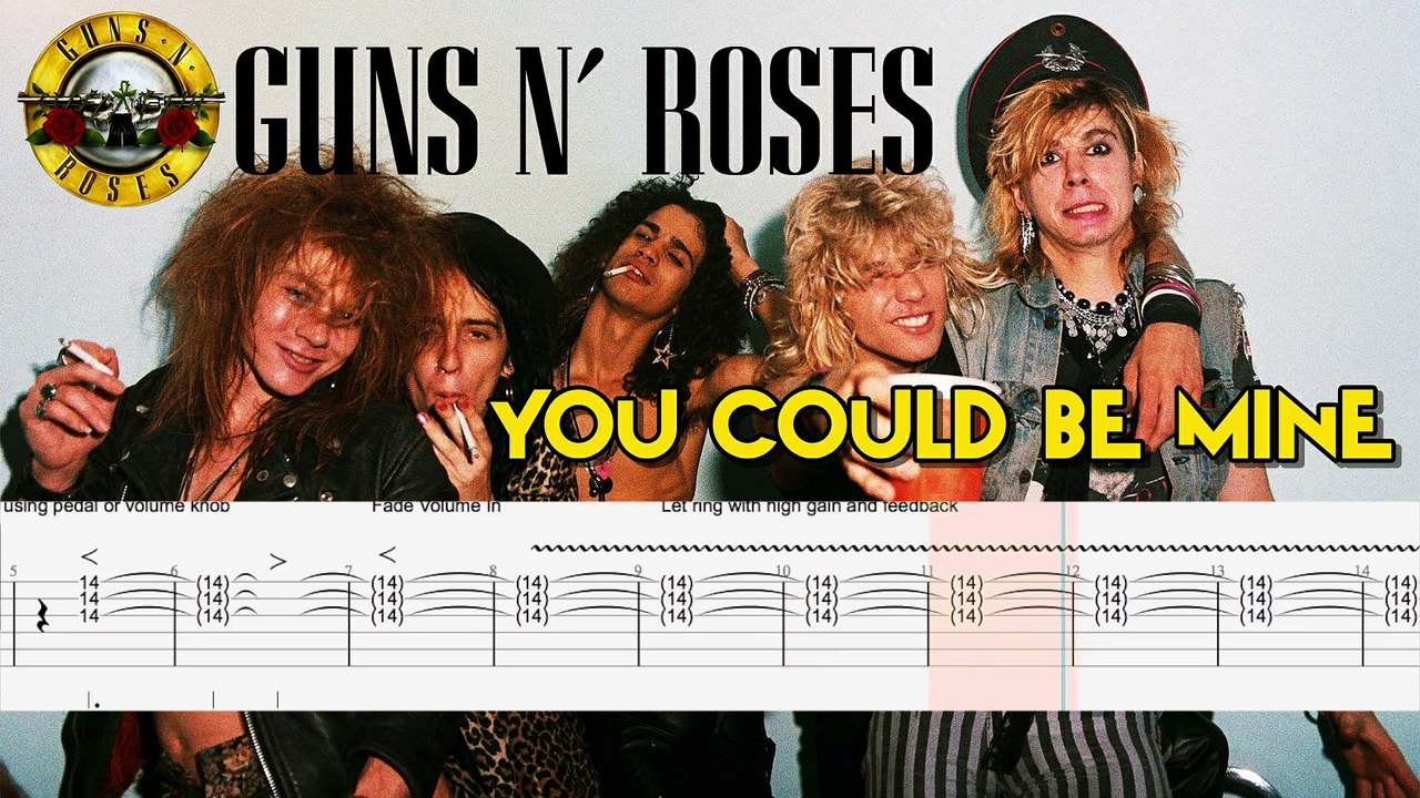 GUNS N' ROSES - YOU COULD BE MINE Guitar Tab | Guitar Cover | Karaoke | Tutorial Guitar | Lesson | Instrumental | No Vocal