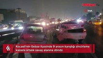 9 araç kazaya karıştı, ortalık savaş alanına döndü