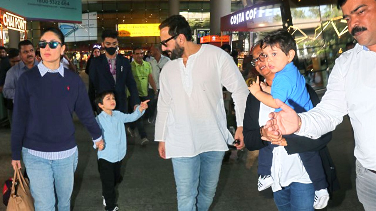 Saif-Kareena With Taimur & Jeh Return From Switzerland