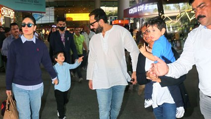 Saif-Kareena With Taimur & Jeh Return From Switzerland