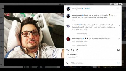 L'attore Jeremy Renner riappare sui social dopo l'incidente: "grazie per le vostre parole"
