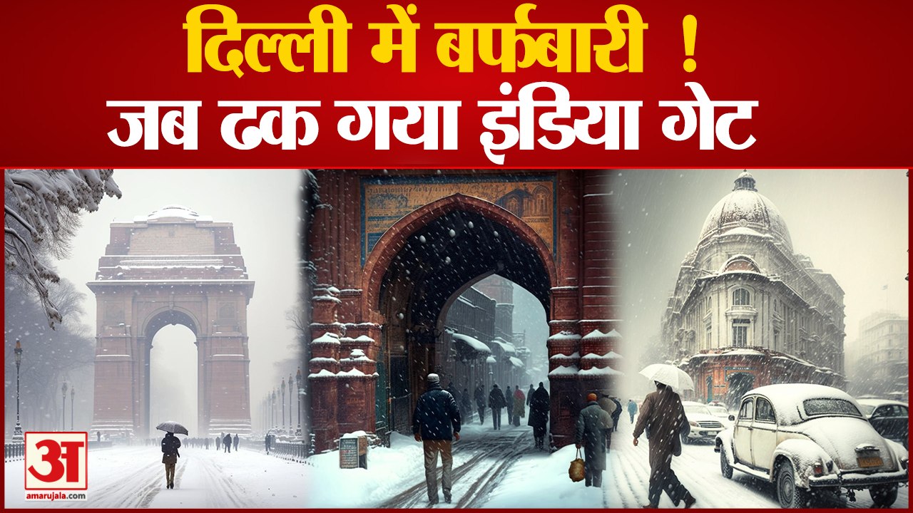 #Watch बर्फ की मोटी चादर से ढक गया इंडिया गेट, वायरल तस्वीरें देख लोग भी हैरान | Snowfall In Delhi
