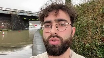 Flooding blocks A487 in Machynlleth