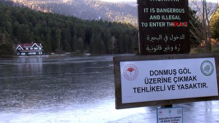 Gölcük Tabiat Parkı'nda göl dondu