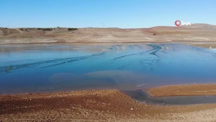 Buz tutan göletin üzerine çıkıp çocukları uyardı