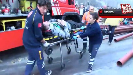 Beykoz'da bahçe duvarına çarpan kamyon devrildi