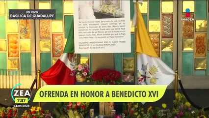 Colocan ofrenda a Benedicto XVI en la Basílica de Guadalupe
