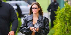 Hailey Bieber's Leather Trench Coat and Bra Combo Is Giving Effortless Cool Girl