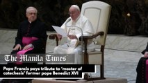 Pope Francis pays tribute to ‘master of catechesis’ former pope Benedict XVI