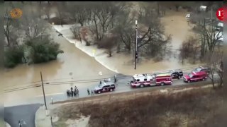 Roads closed, homes half-submerged in water as floods hit Kentucky in US - drone footage