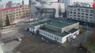 The moment Russian missile strikes Alfavit Hotel in Kyiv on New Year’s Eve