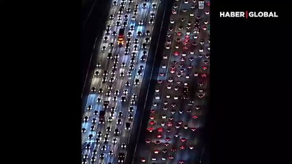 Los Angeles'ta trafiğin şaşırtıcı görüntüsü viral oldu