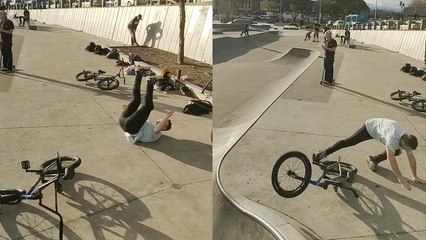 BMX rider tries to add new trick under his belt, experiences EPIC FAILURE!