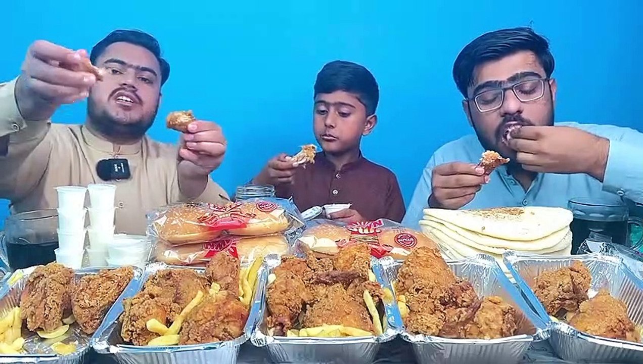 Eating Chicken Broast with younger brother