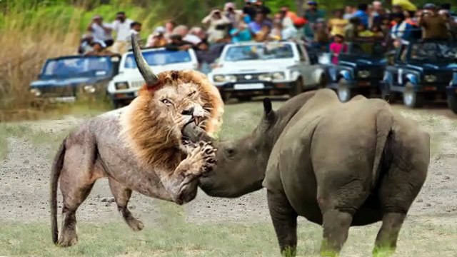 Wow, The Power of the Horns terrified Predators Lion vs Buffalo, Rhino, Warthog, Wildebeest