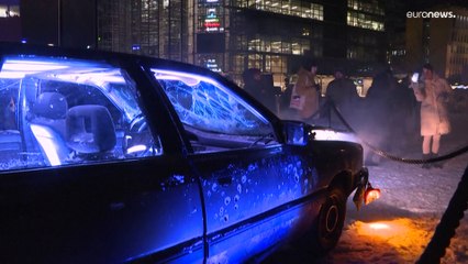 Finland: cars destroyed in Ukraine on display at Lux Light Festival