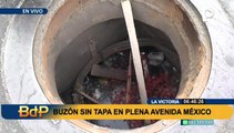 La Victoria: buzón sin tapa en medio de la pista expone al peligro a conductores y peatones