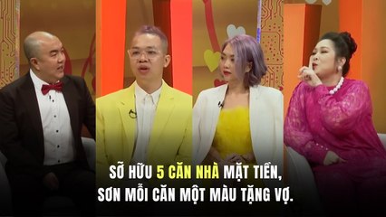 Chàng trai sở hữu 5 CĂN NHÀ mặt tiền sơn mỗi căn một màu tặng vợ khiến 2 MC CHOÁNG NGỢP vì độ giàu