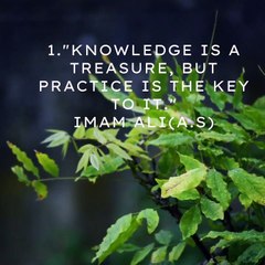 1.Knowledge is a treasure, but practice is the key to it. Imam Ali(a.s)