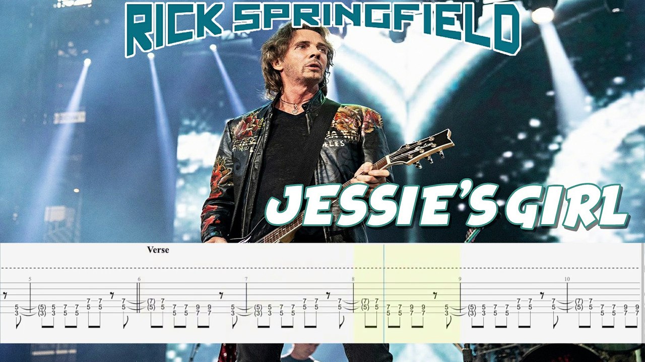 RICK SPRINGFIELD - JESSIE'S GIRL Guitar Tab | Guitar Cover | Karaoke | Tutorial Guitar | Lesson | Instrumental | No Vocal