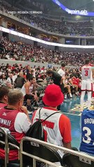 WATCH: Tim Cone approaches Christian Standhardinger by the near end of first half 