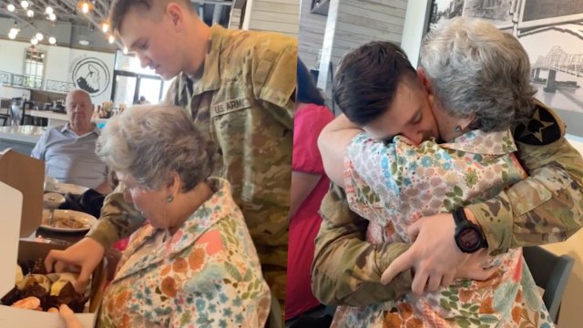 Grandma Surprised With Cupcakes And Military Grandson For Birthday