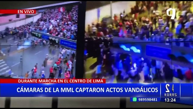 Cercado de Lima: cámaras de seguridad captan actos vandálicos por parte de manifestantes