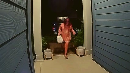 Security camera footage shows a DoorDash driver who has absolutely NO CHILL