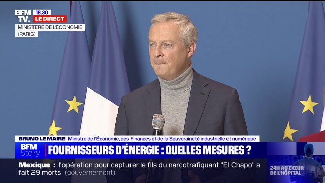 Bruno Le Maire sur l'électricité: Les fournisseurs d'énergie ont accepté de garantir à toutes les TPE qu'elles ne paieront pas plus de 280€ le MWh en moyenne en 2023