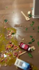 Aftermath of Home Being Destroyed by Alcoholic Partner