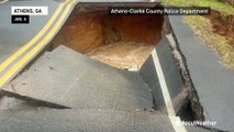 Giant sinkhole swallows car after heavy rain in Georgia