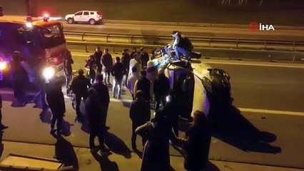 Üsküdar'da kontrolden çıkan araç köprüden bağlantı yoluna düştü: 4 yaralı