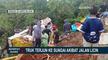 Akibat Jalan Licin, Sebuah Truk Pengangkut Ikan Terjun ke Sungai di Sulawesi Selatan