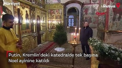 Putin, Kremlin'deki katedralde tek başına Noel ayinine katıldı