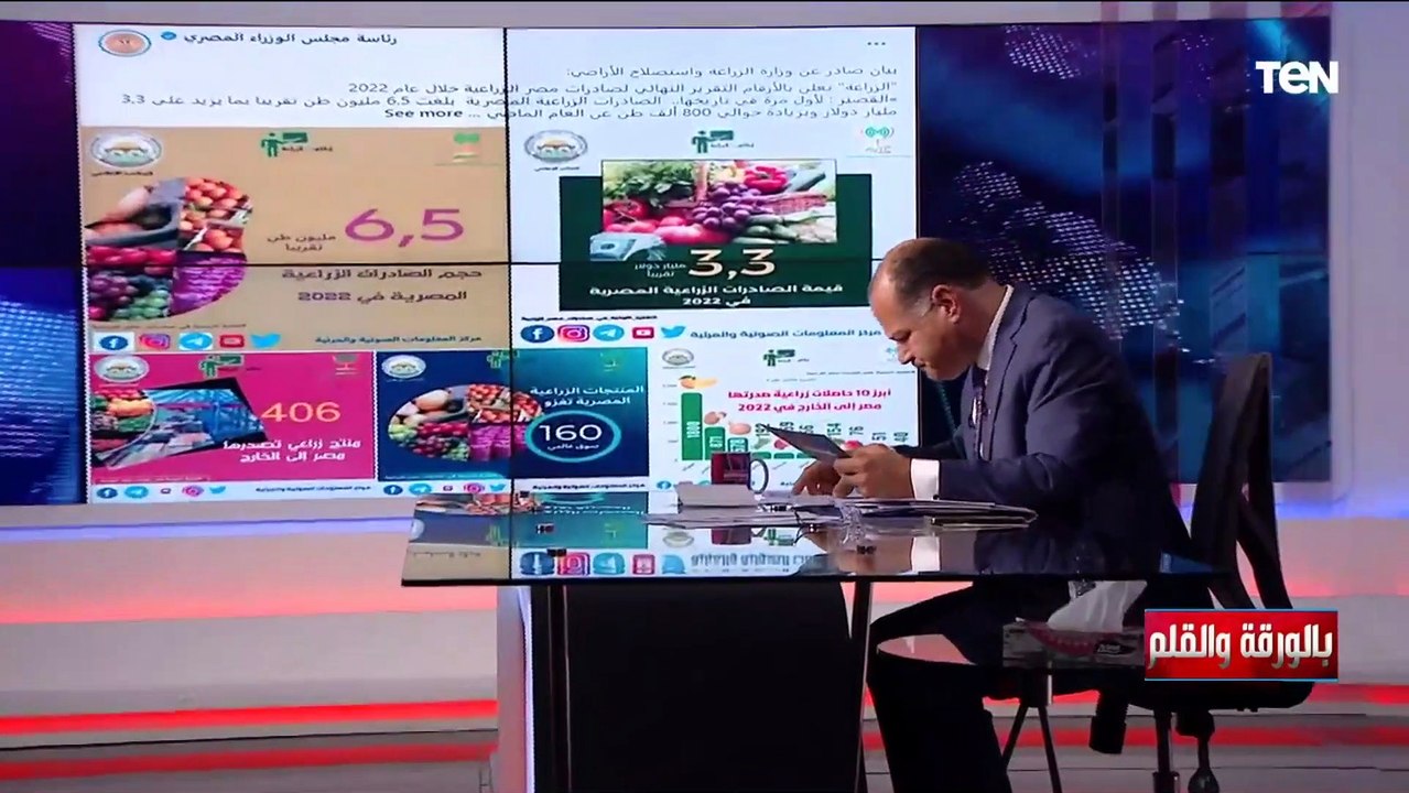 الديهي: وزارة الزراعة لأول مرة تصدر ب 6.5 ملايين طن.. وأحنا عندنا إمكانات ونقدر نضاعفها