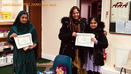 URDU SCHOOL CERTIFICATE AWARDED TO ZEESHAN MIRZA & HAYAH MIRZA @ RAZVIA MASJID SOUTHAMPTON UK