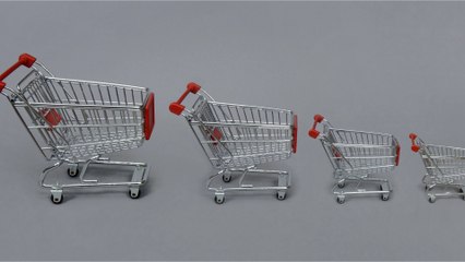 Neue Verkaufspsychologie: Griff am Einkaufswagen