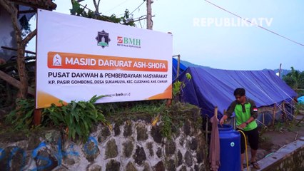 Warga Terdampak Cianjur Bersyukur Masjid Darurat Dibangun