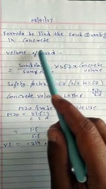 Formula to find the Sand quantity in concrete