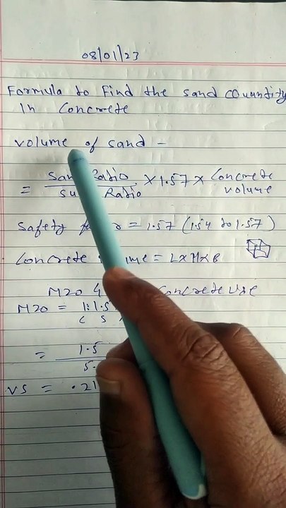 Formula to find the cement sand and aggregate quantity in concrete