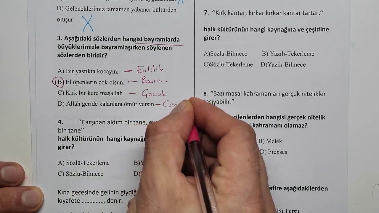 6.Sınıf HALK KÜLTÜRÜ DERSİ 1.Dönem 2.Yazılı Soruları ve Cevapları