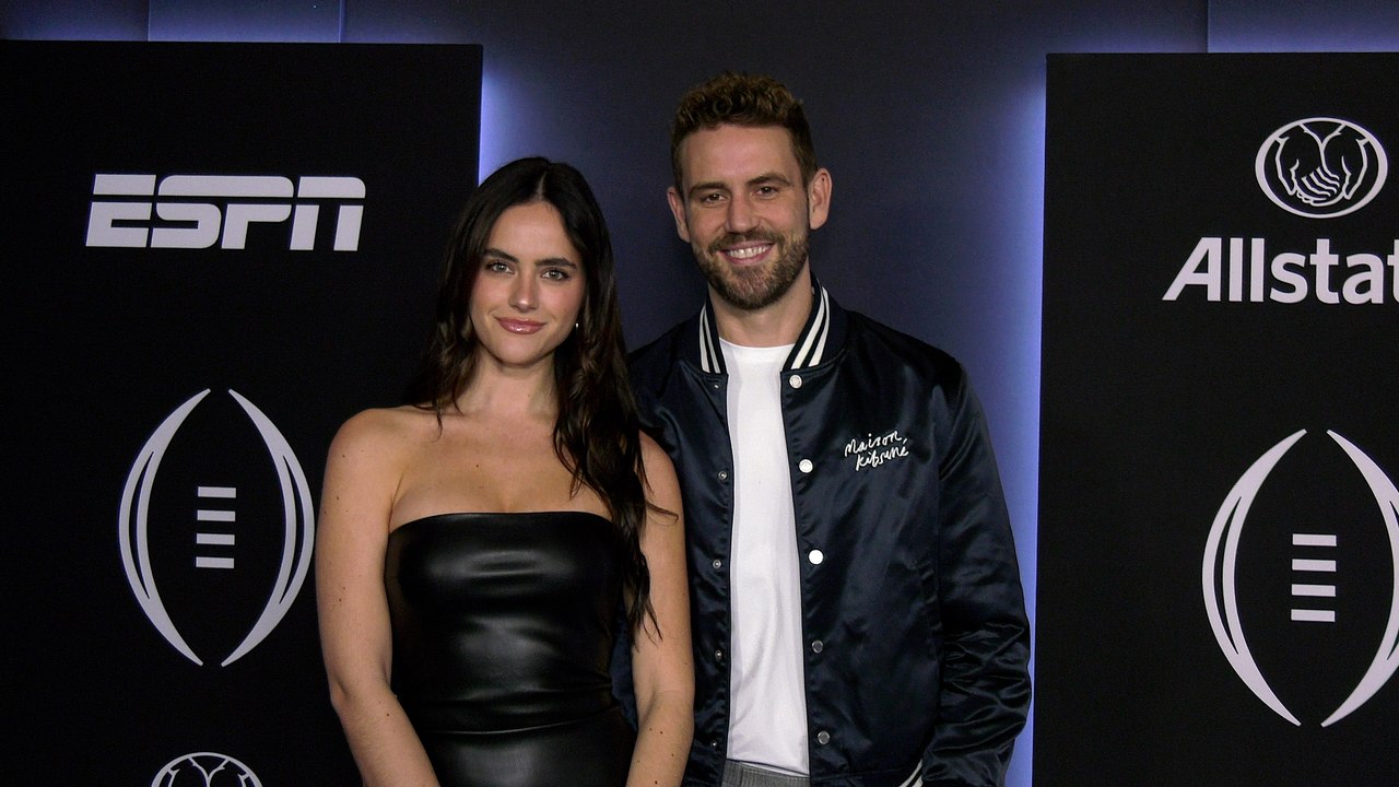 Natalie Joy and Nick Viall "ESPN and CFP’s Allstate Party at the Playoff" Blue Carpet in Los Angeles