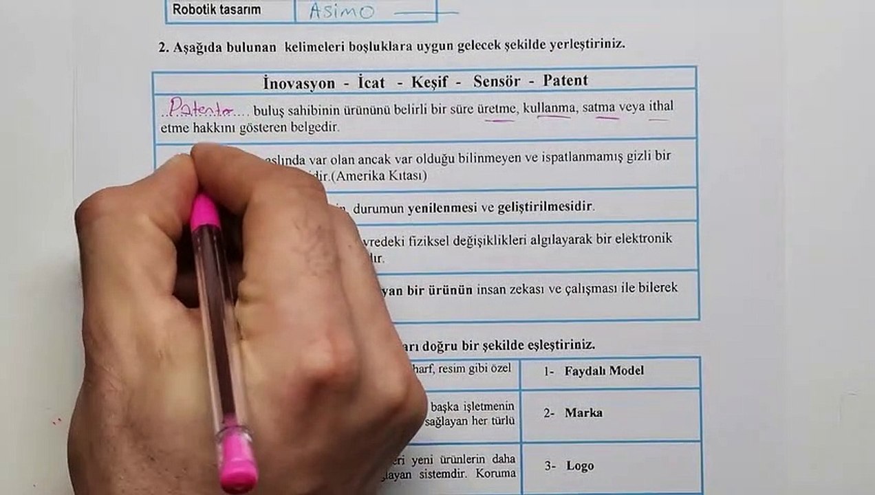 7.Sınıf Teknoloji ve Tasarım 1.Dönem 2.Yazılı Soruları ve Cevapları