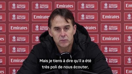 FA Cup - Lopetegui se plaint de la VAR mais remercie un arbitre très poli